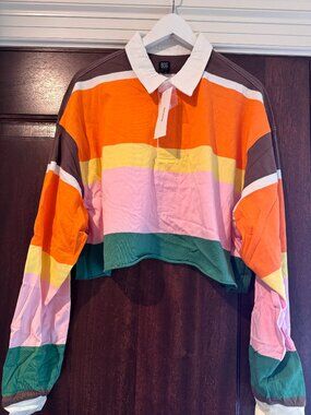 Urban Outfitters Jefferson Cropped Rugby Shirt Size XL